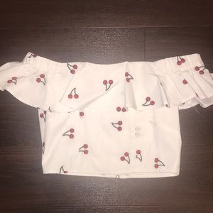 Topshop Off the shoulder cherry top